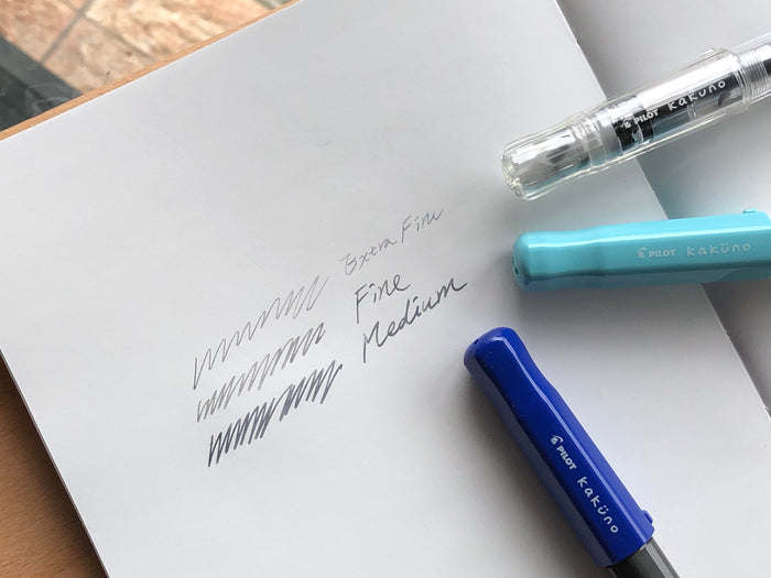 Pilot Kakuno Fountain Pen - Gray Barrel/Blue Cap - Medium Nib
