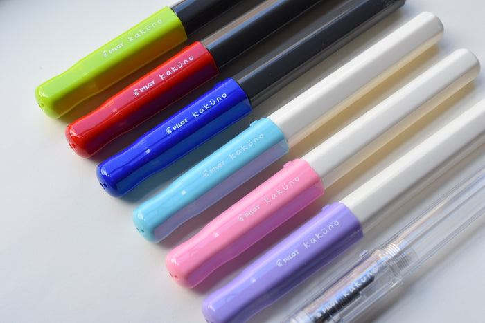 Pilot Kakuno Fountain Pen - Gray Barrel/Lime Cap - Medium Nib