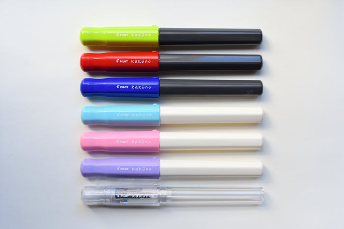 Pilot Kakuno Fountain Pen - Gray Barrel/Lime Cap - Medium Nib