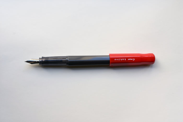 Pilot Kakuno Fountain Pen - Gray Barrel/Red Cap - Medium Nib