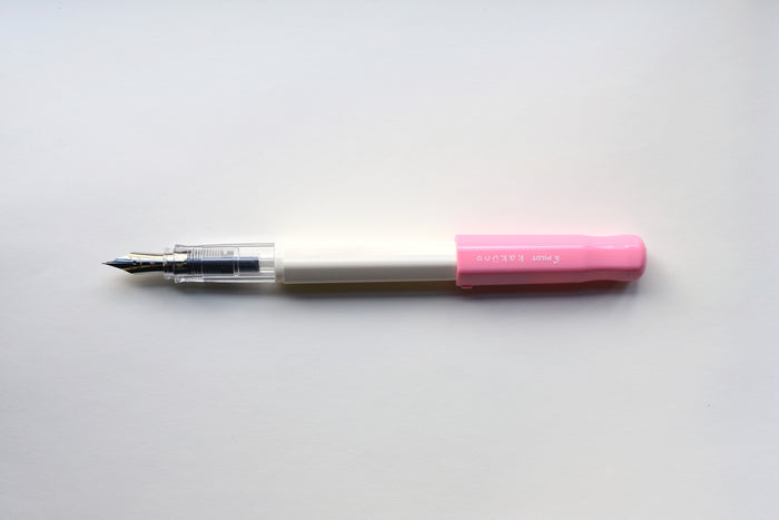 Pilot Kakuno Fountain Pen - White Barrel/Pink Cap - Fine Nib