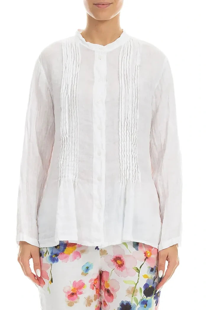 Pin-Tucked Linen Shirt
