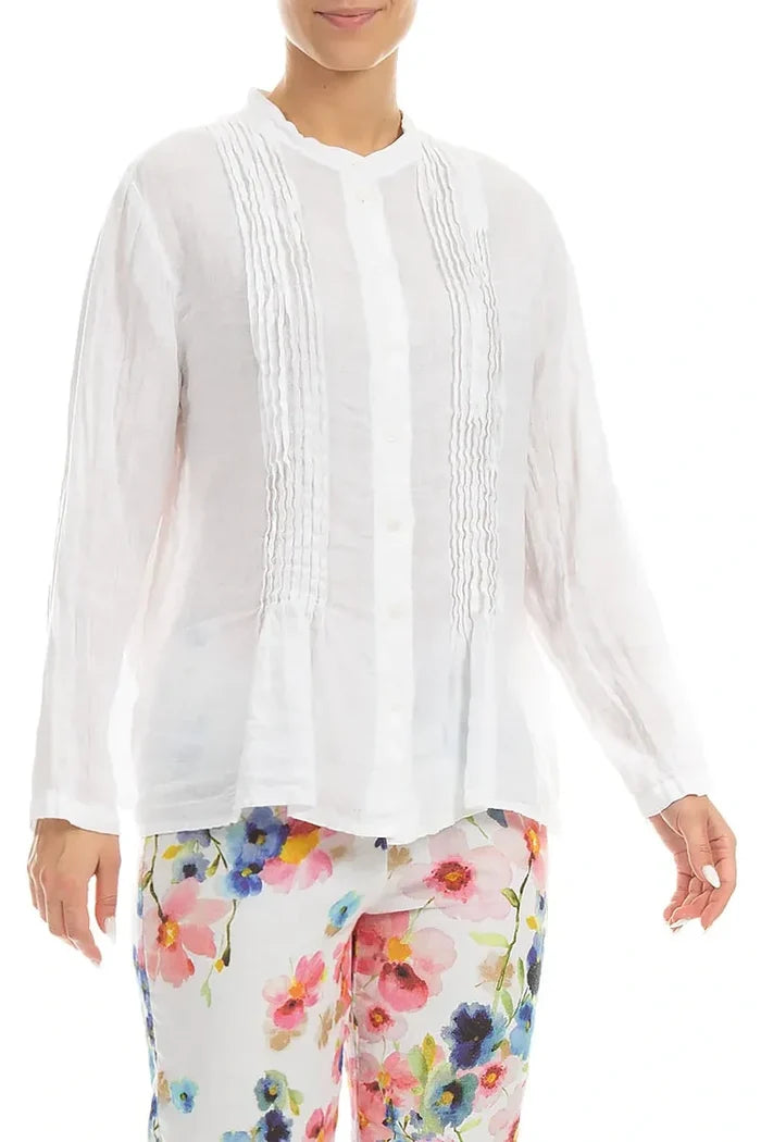 Pin-Tucked Linen Shirt