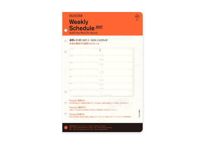 Plotter Weekly Schedule Refill 2027 - A5 Size