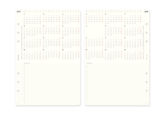 Plotter Weekly Schedule Refill 2027 - A5 Size