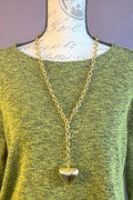 Puffy Heart Necklace (Gold Long)