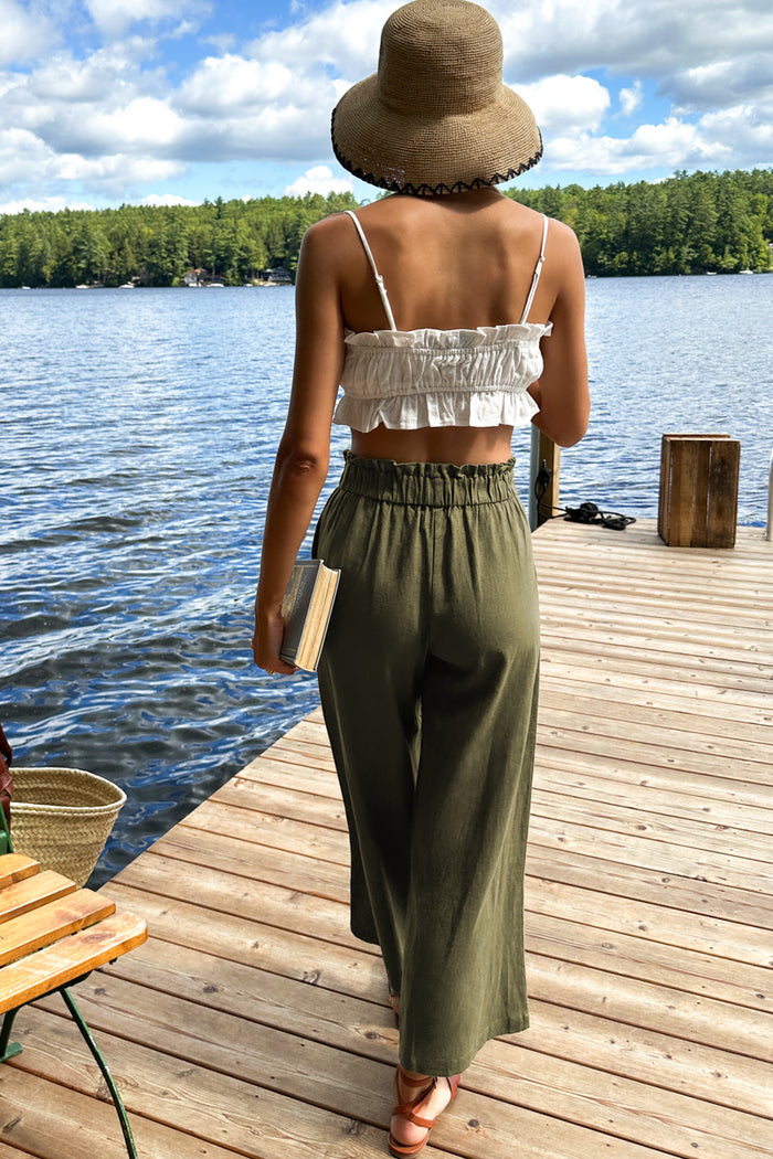 Pull On Pocket Pant - Gothic Olive Linen