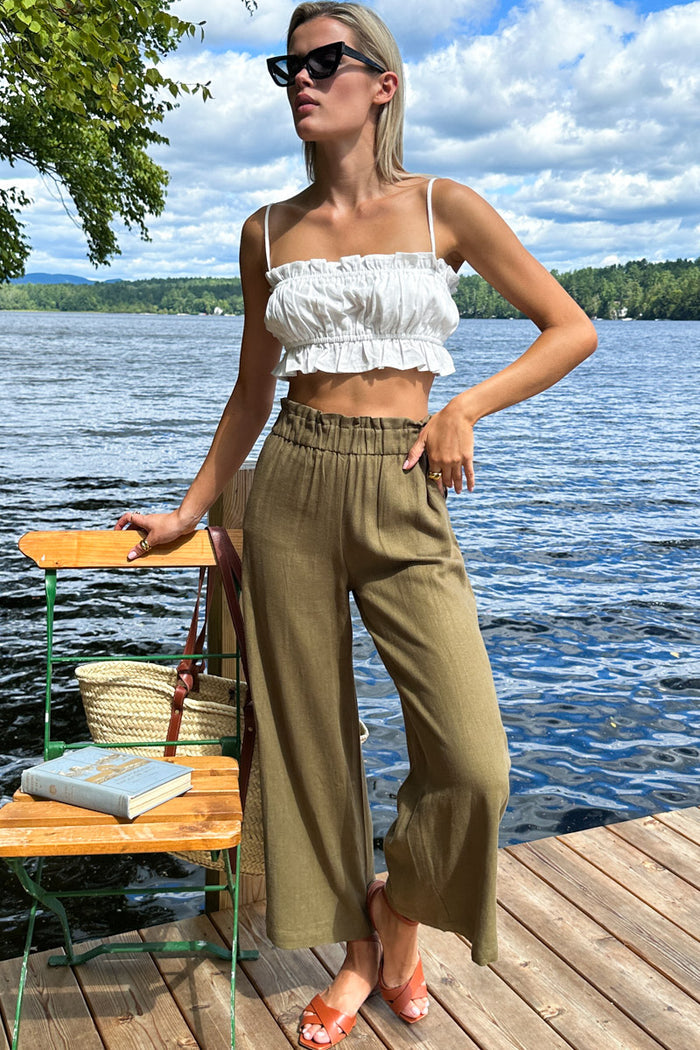 Pull On Pocket Pant - Gothic Olive Linen
