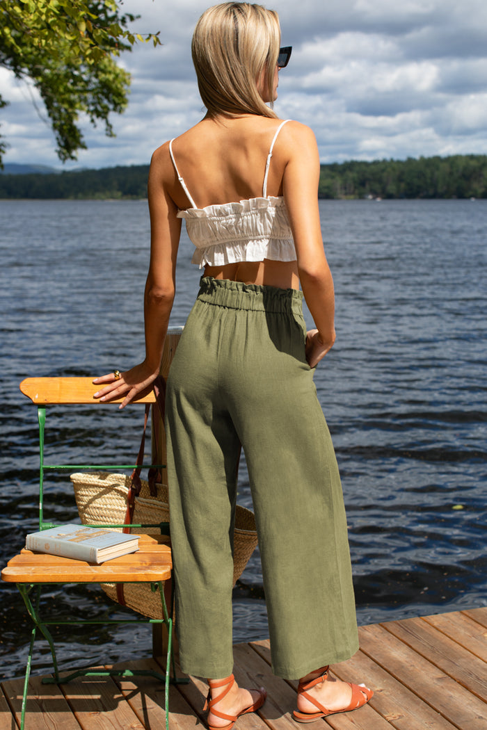 Pull On Pocket Pant - Gothic Olive Linen