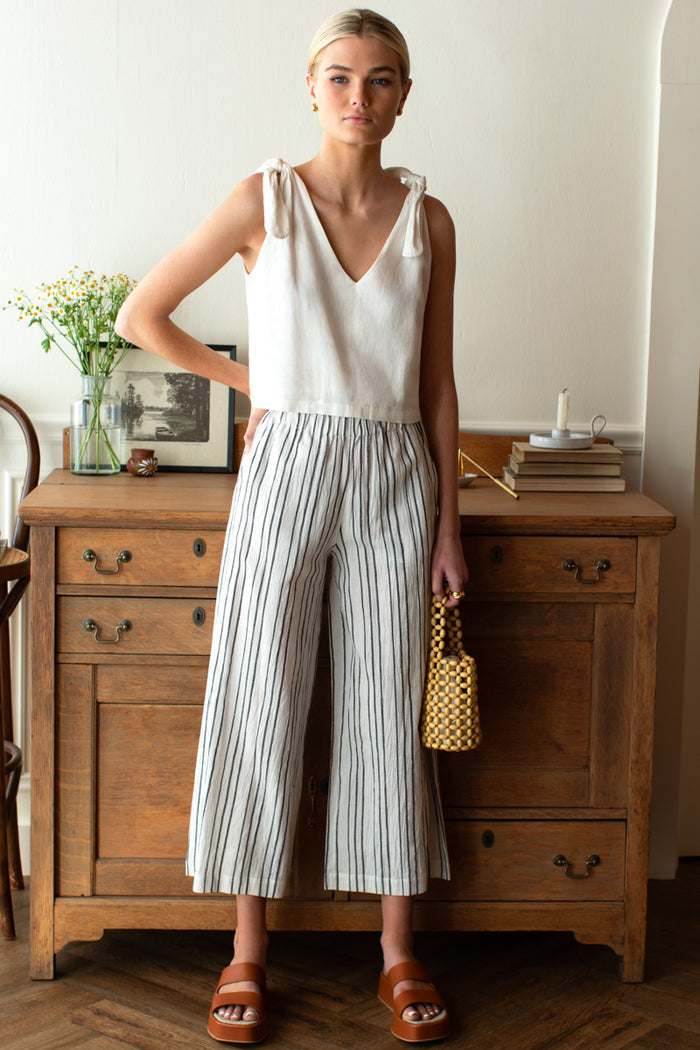 Pull On Pocket Pant - Textured Stripes
