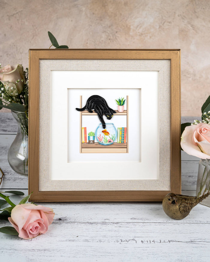 Quilled Cat Greeting Card | Handmade Cute Animal Card