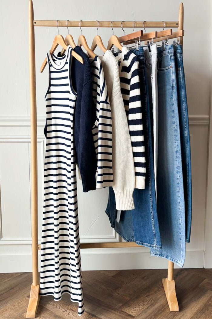Racerback Tank Maxi Dress - Navy Stripe Rib