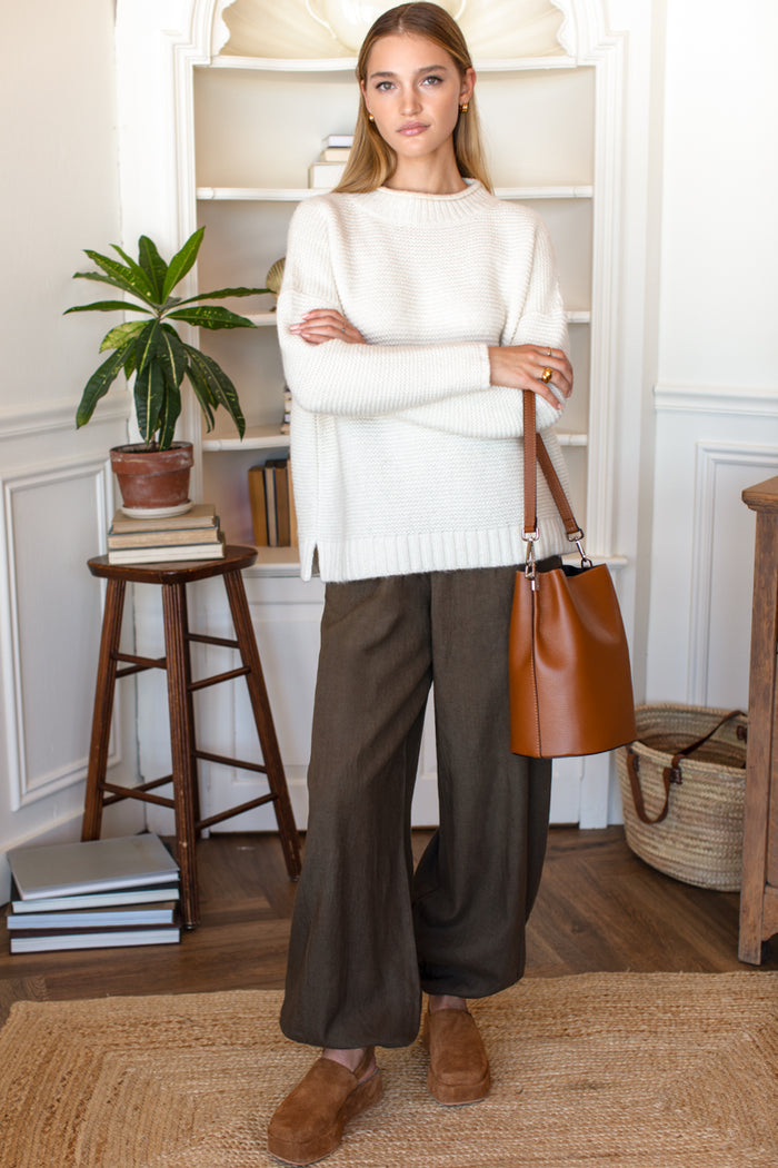 Relaxed Studio Pant - Olive Grove Linen