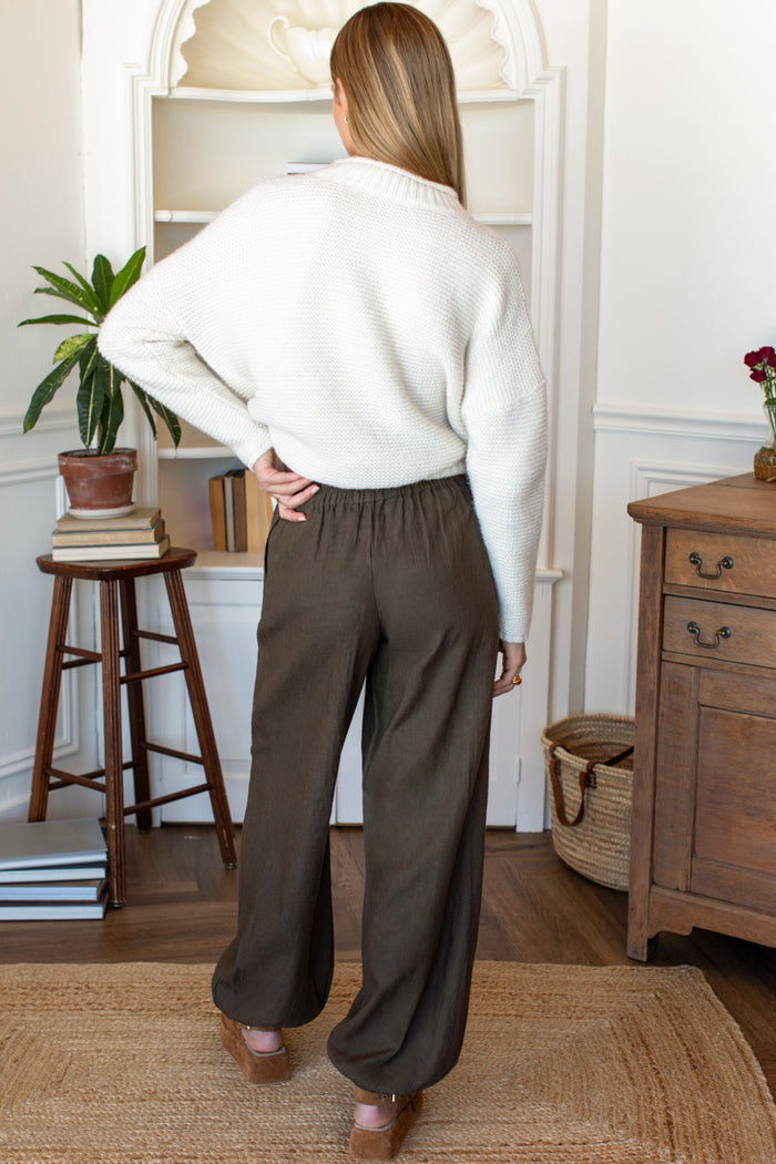 Relaxed Studio Pant - Olive Grove Linen