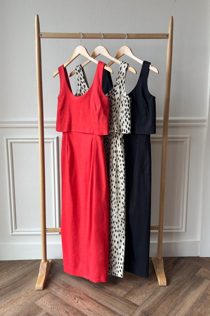 Roma Midi Dress - Leopard Stretch Linen