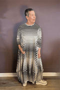 Rosette Pocket Stripe Dress