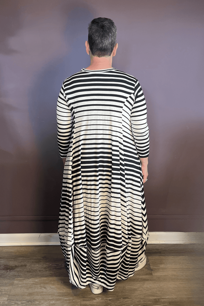 Rosette Pocket Stripe Dress