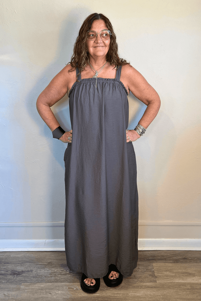 Ruched Maxi Dress - Anthracite