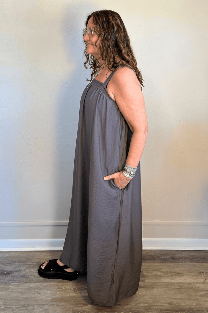 Ruched Maxi Dress - Anthracite