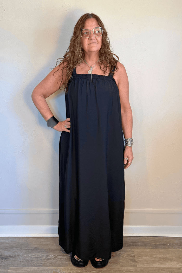 Ruched Maxi Dress - Black