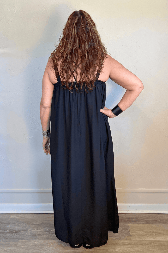 Ruched Maxi Dress - Black