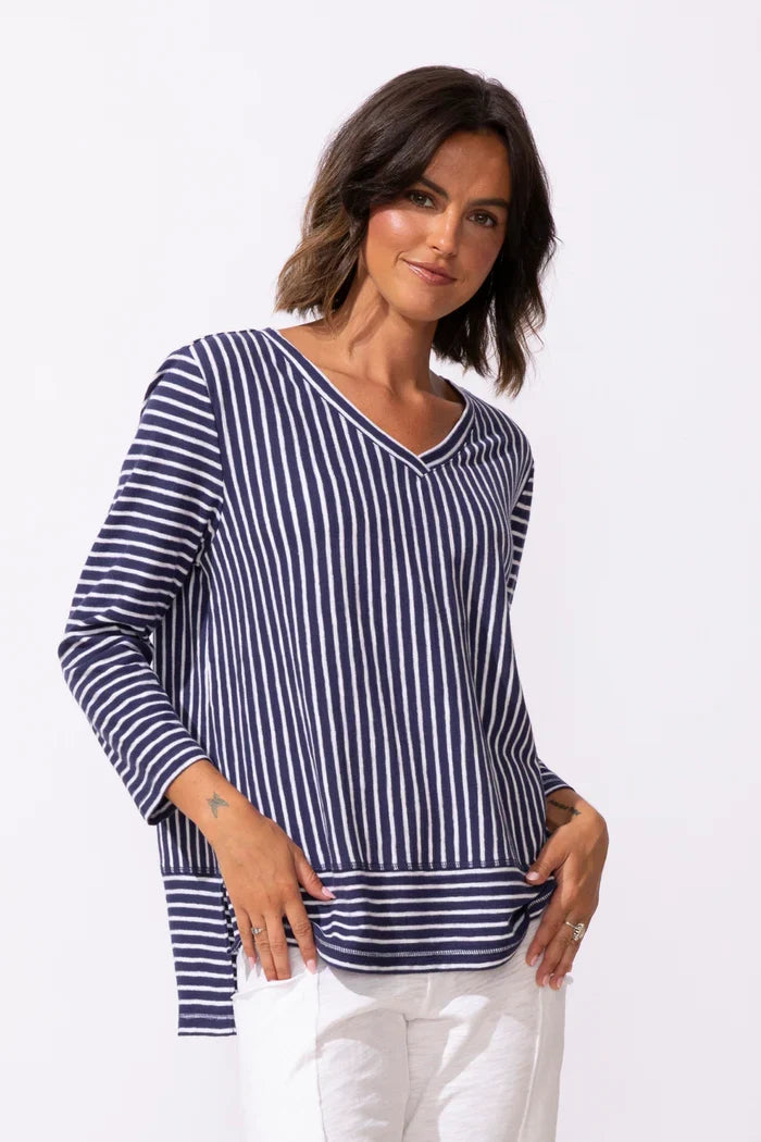 Santa Barbara Stripe Easy V Tee