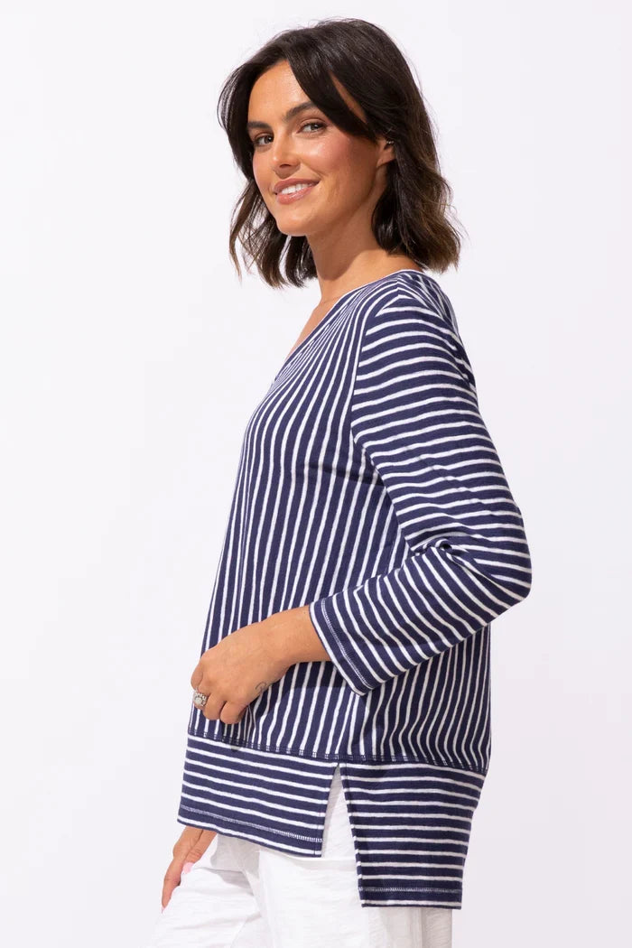 Santa Barbara Stripe Easy V Tee
