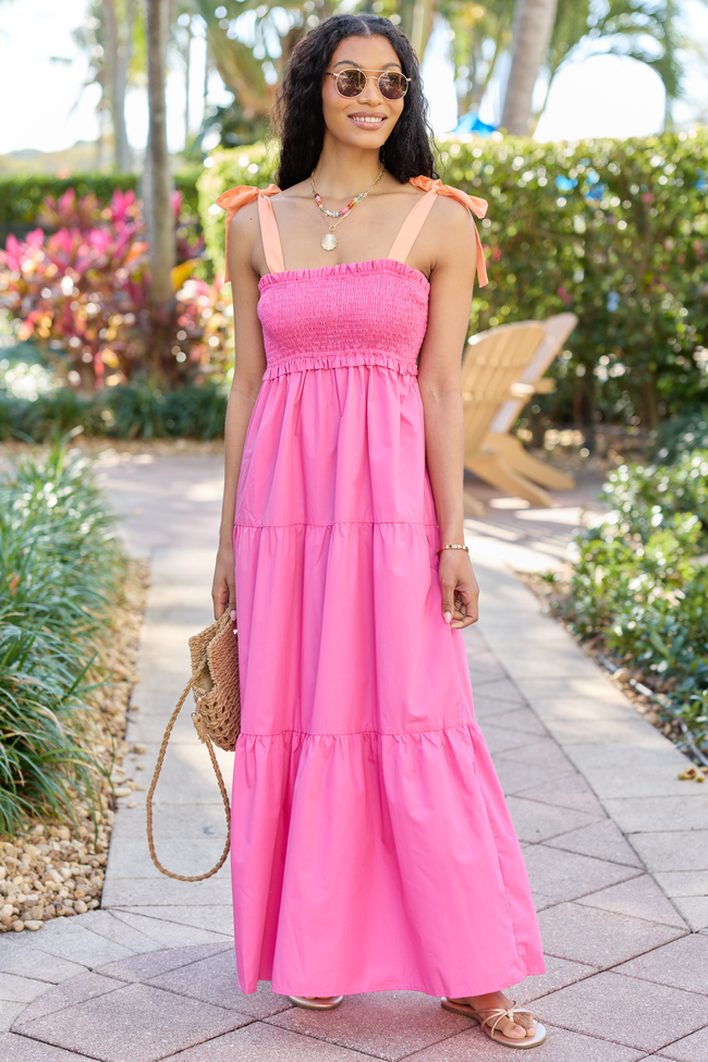 Season Of Bliss Pink Smocked Bust Maxi Dress FINAL SALE