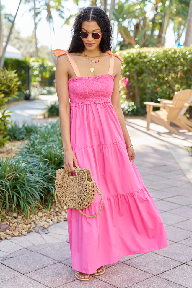 Season Of Bliss Pink Smocked Bust Maxi Dress FINAL SALE