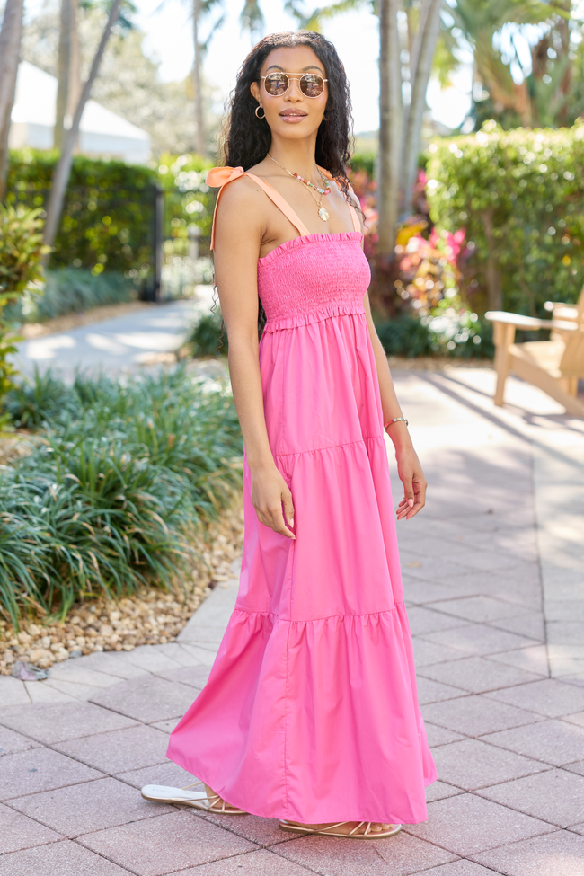Season Of Bliss Pink Smocked Bust Maxi Dress FINAL SALE