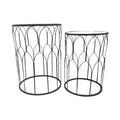 Server Tables - 2pc Geometric Side Table Set Round - Black