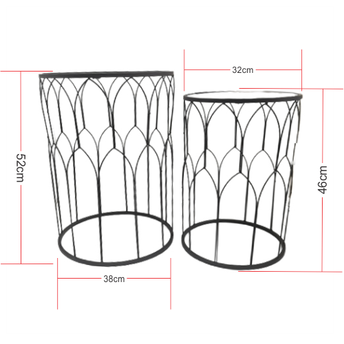 Server Tables - 2pc Geometric Side Table Set Round - Black