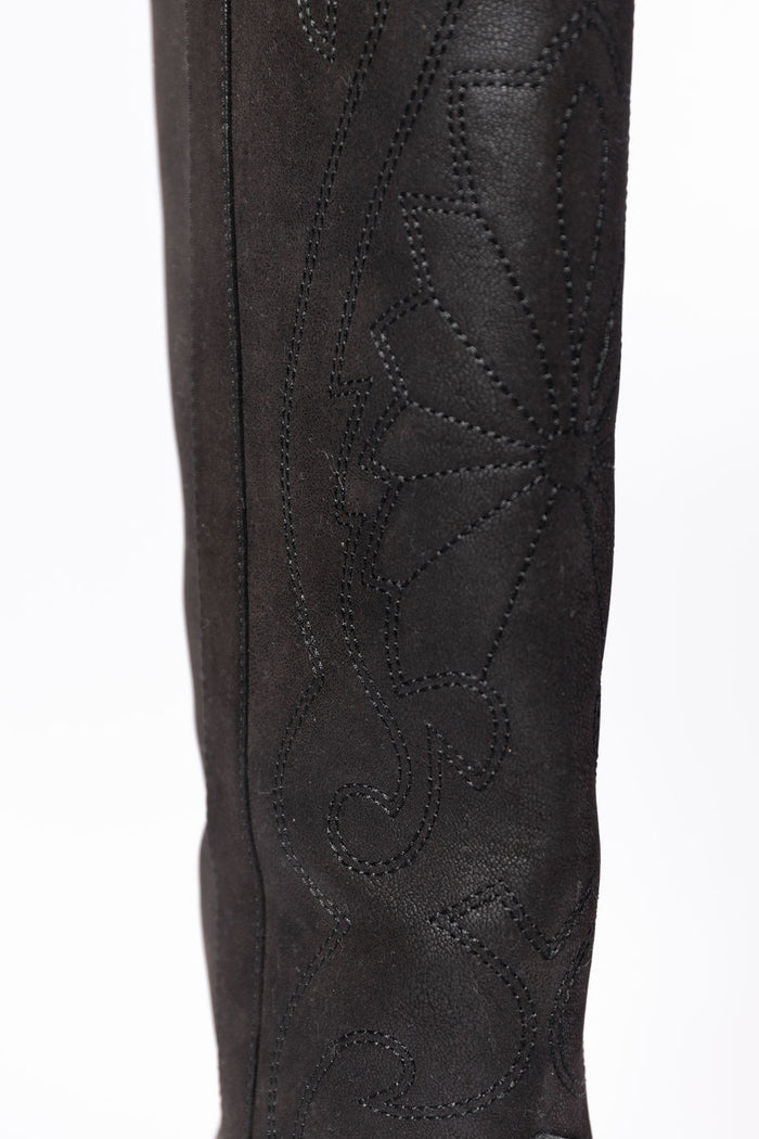 Shania Black Tall Cowboy Boots