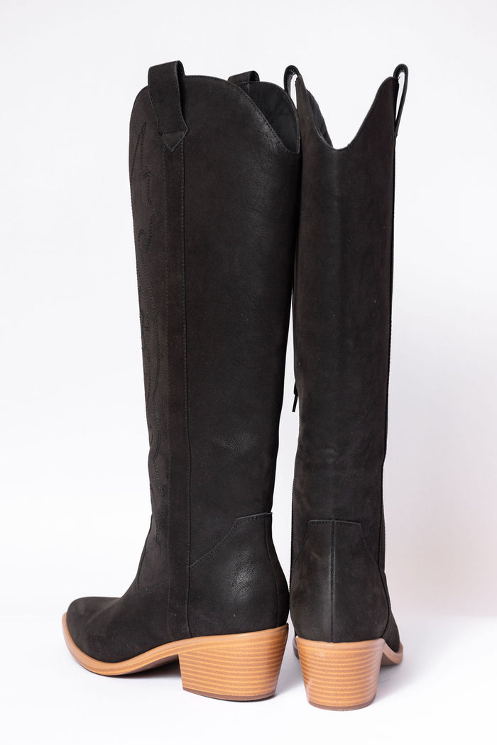 Shania Black Tall Cowboy Boots
