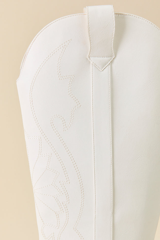 Shania White Tall Cowboy Boots