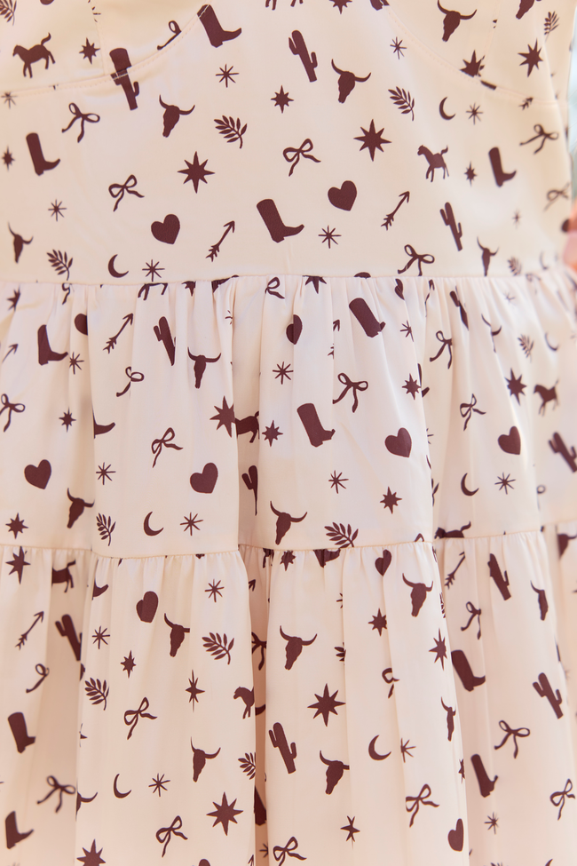 Shari Western Print Satin Dress FINAL SALE