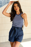 Simple Navy Ribbed Knit Stripe Tank FINAL SALE