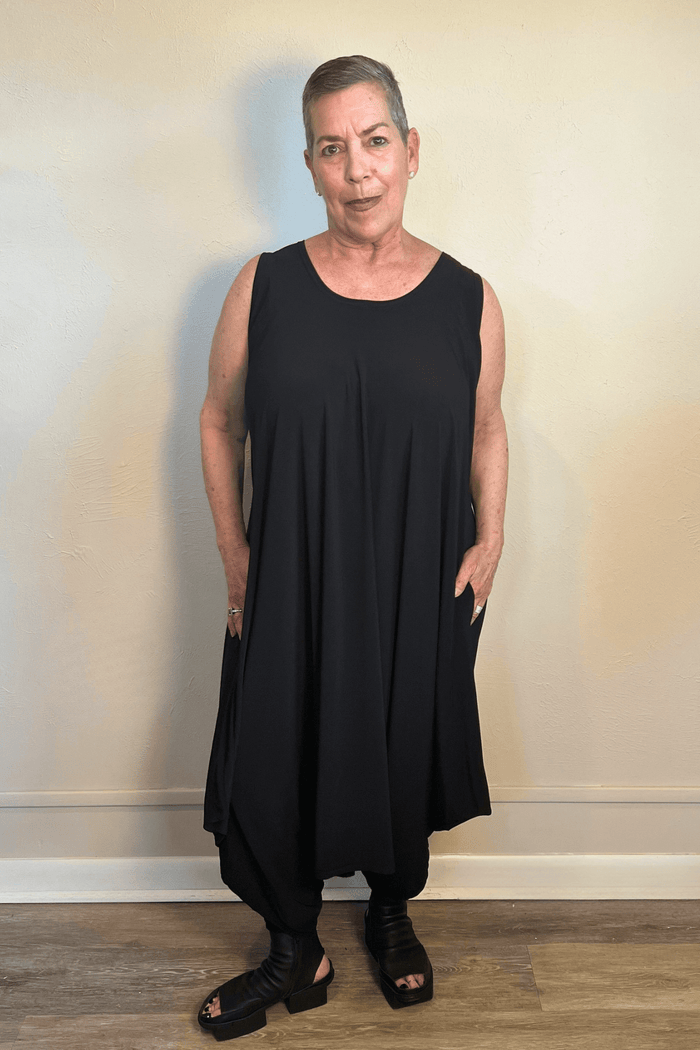 Sleeveless 2-Way Romper Dress - Black