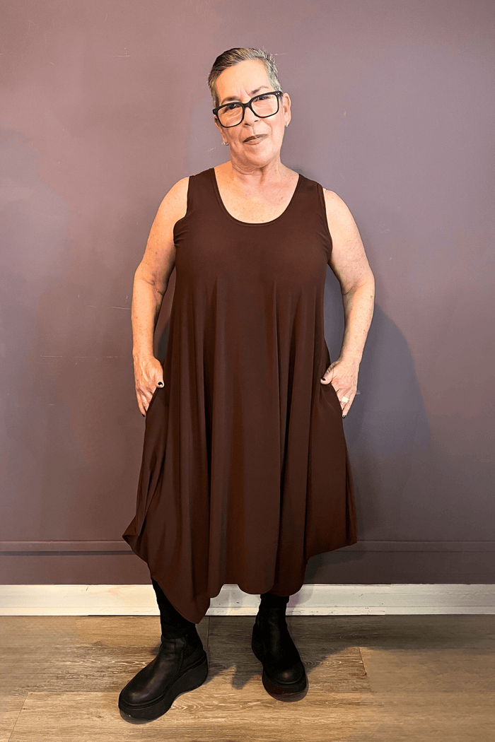 Sleeveless 2-Way Romper Dress - Chocolate