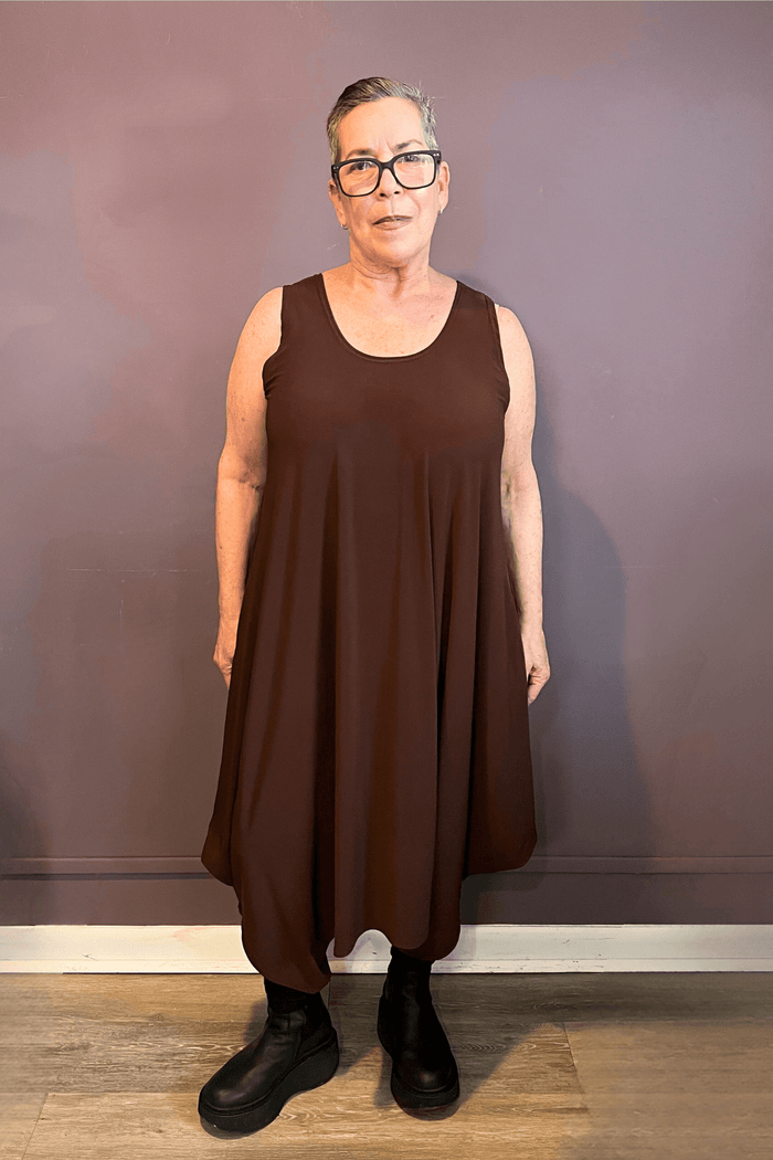 Sleeveless 2-Way Romper Dress - Chocolate