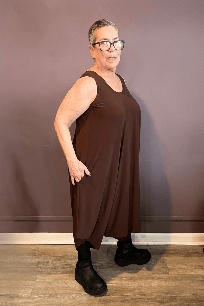 Sleeveless 2-Way Romper Dress - Chocolate