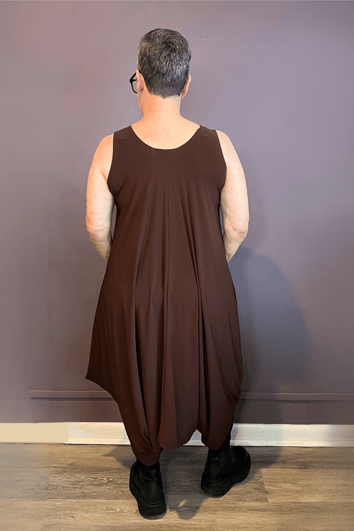 Sleeveless 2-Way Romper Dress - Chocolate
