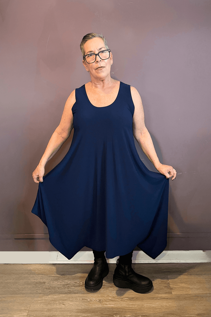 Sleeveless 2-Way Romper Dress - Navy