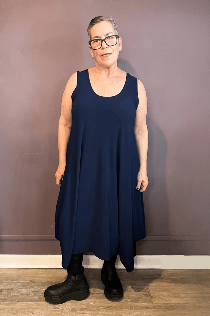 Sleeveless 2-Way Romper Dress - Navy
