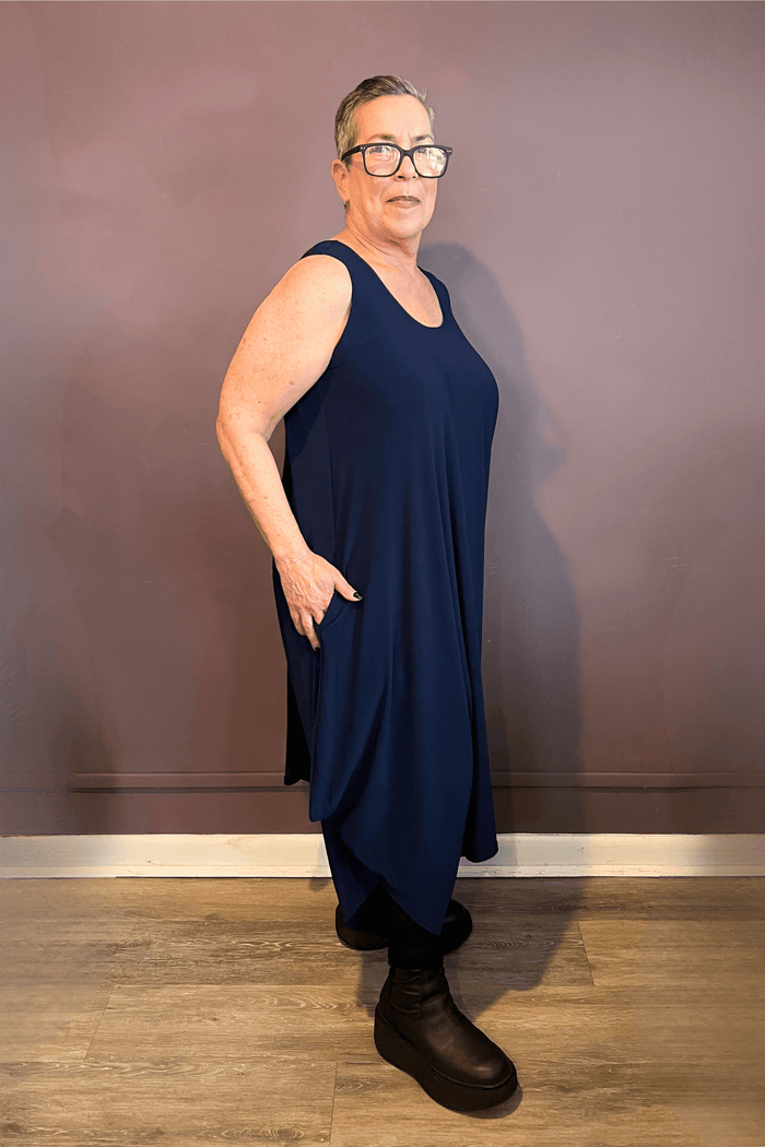 Sleeveless 2-Way Romper Dress - Navy