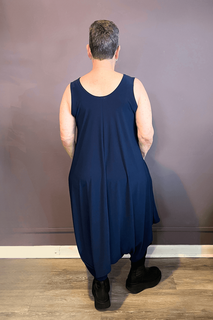 Sleeveless 2-Way Romper Dress - Navy