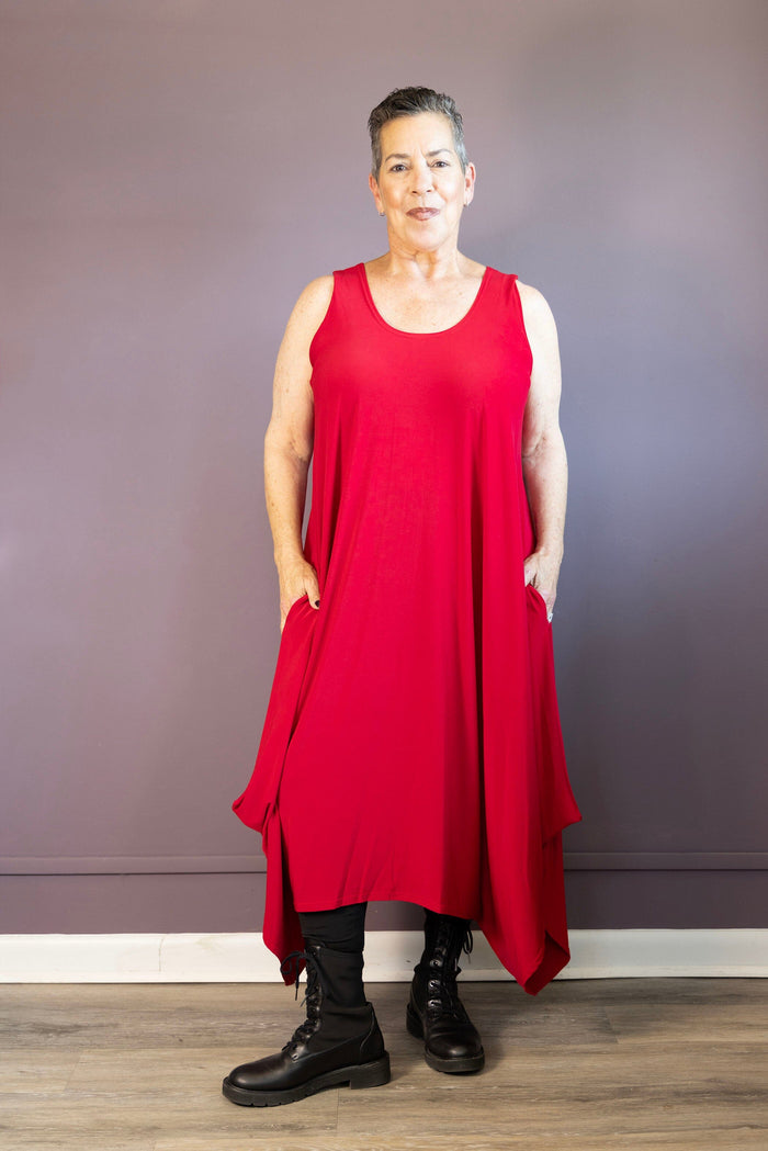 Sleeveless 2-Way Romper Dress - Red