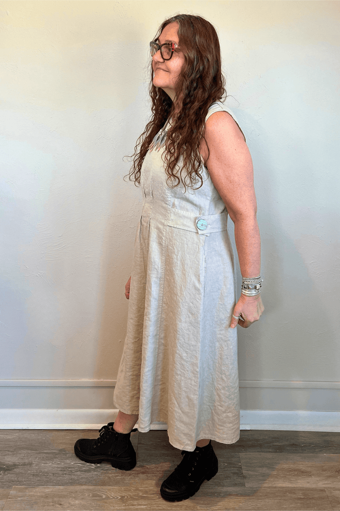 Sleeveless Fit & Flare Linen Dress
