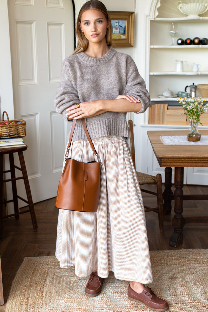 Smocked Maxi Skirt - Cafe Check