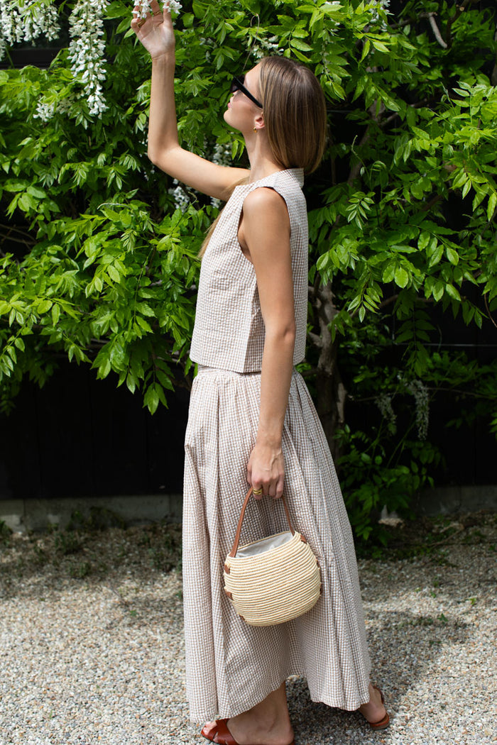 Smocked Maxi Skirt - Cafe Check